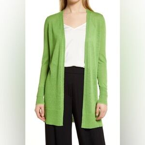 (NWT) Halogen Women's Side Slit Cardigan light knit color green leaf L